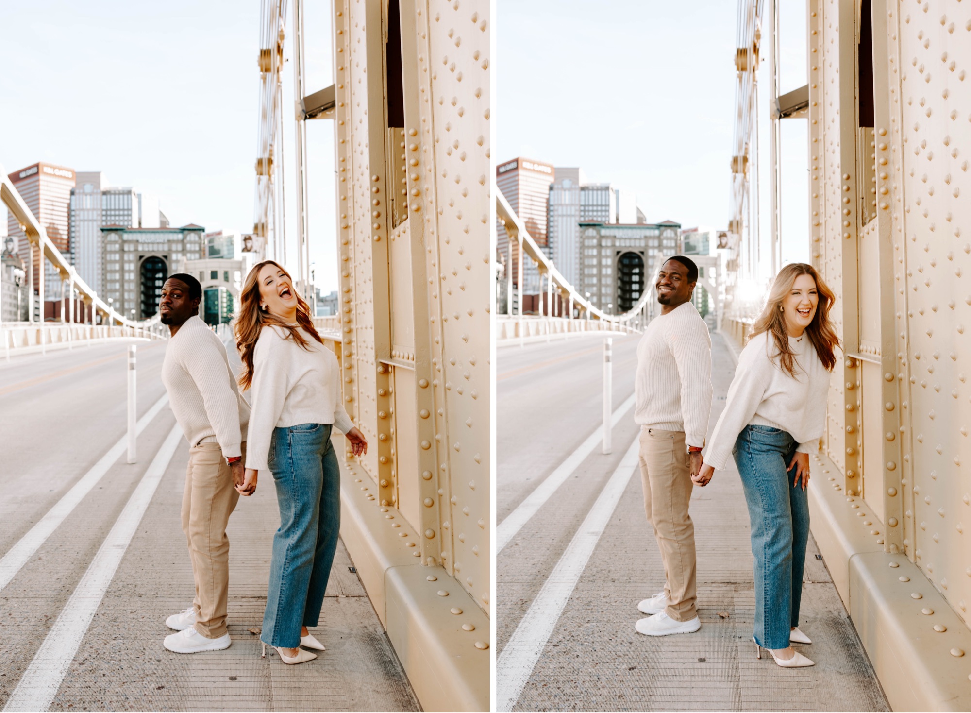 photos on the Roberto Clemente Bridge Pittsburgh