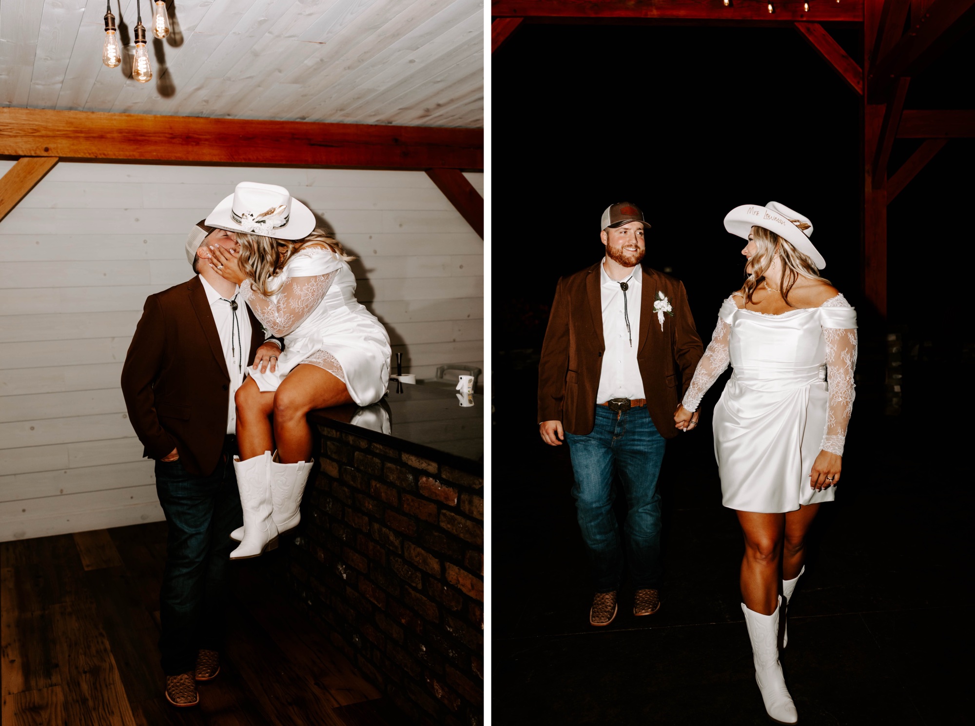 bridal cowgirl hat and boots for western wedding