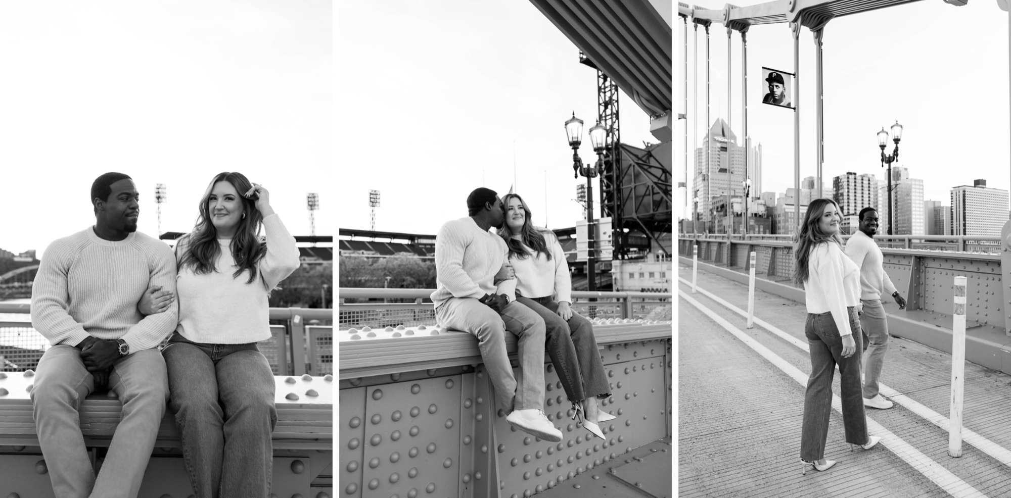 black and white engagement photos