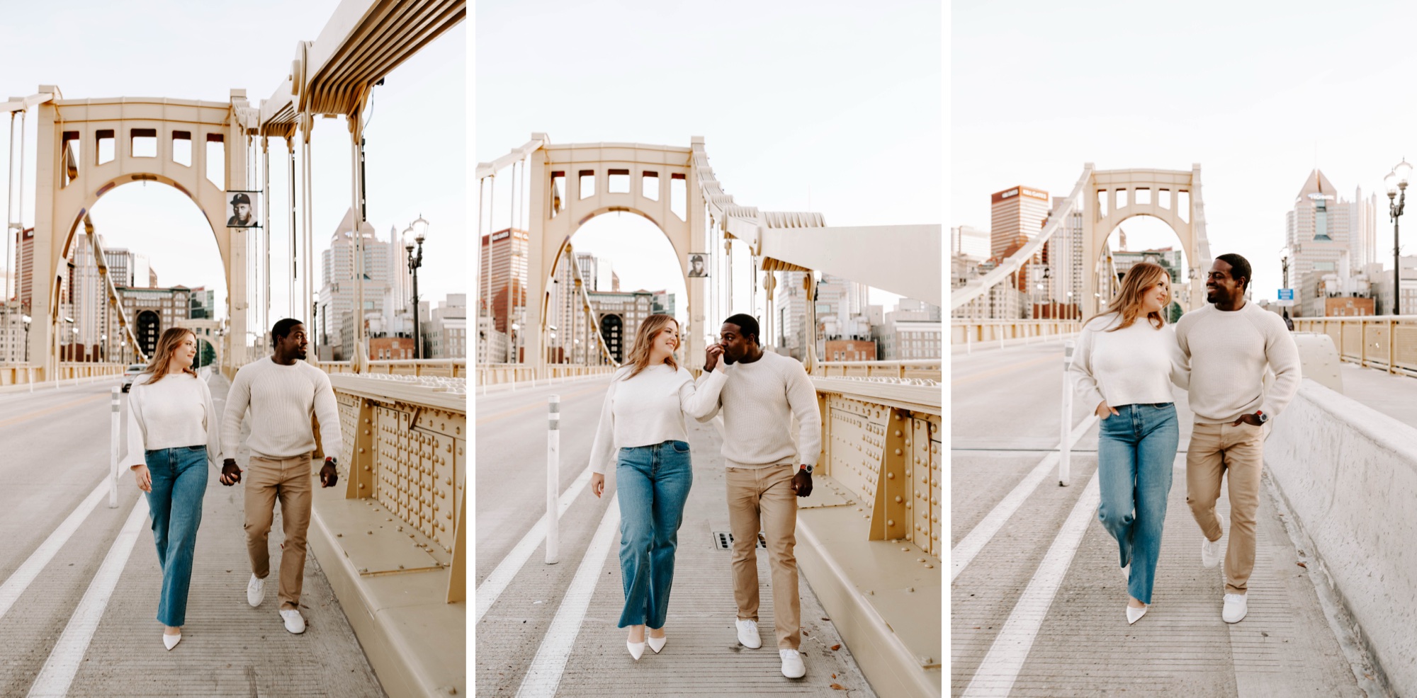 photos on the Roberto Clemente Bridge Pittsburgh