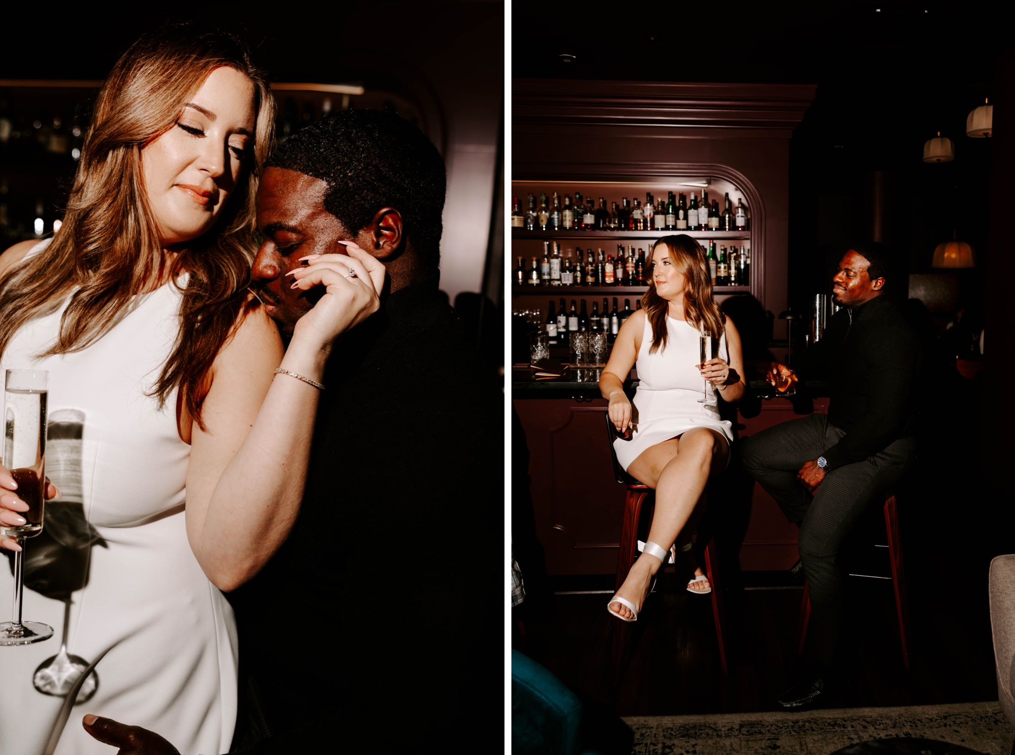 Editorial engagment photos at Whisper Cocktail Bar in Pittsburgh