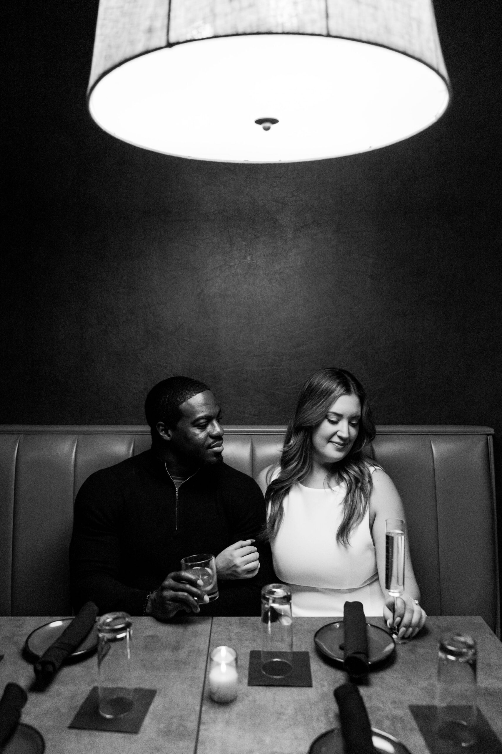 editorial, romantic engagement photos at Whisper Cocktail Bar Pittsburgh