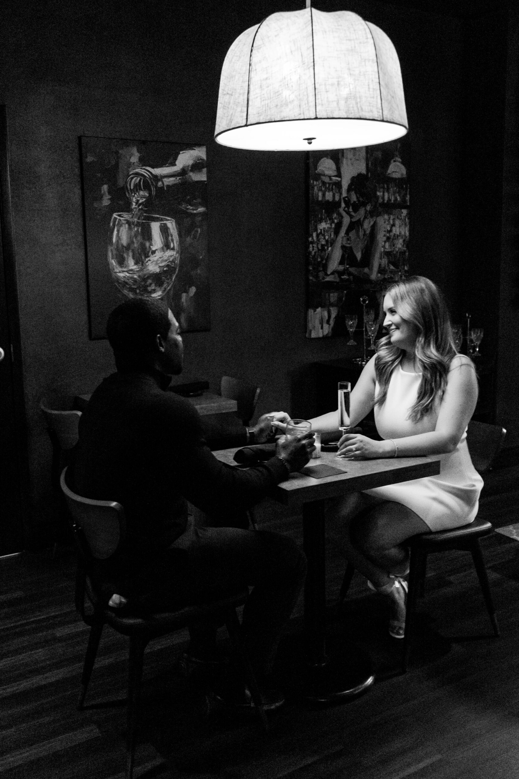 editorial, romantic engagement photos at Whisper Cocktail Bar Pittsburgh