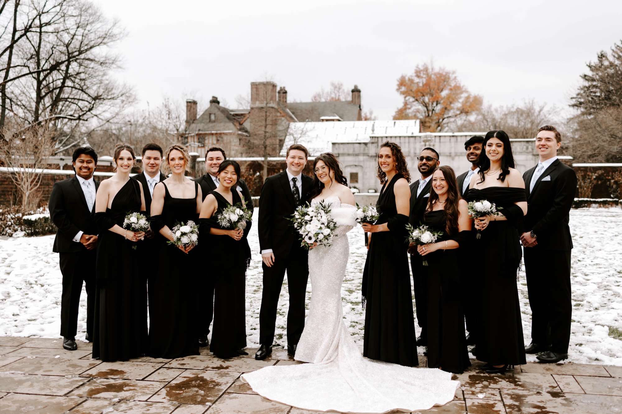 black and white winter wedding style and design