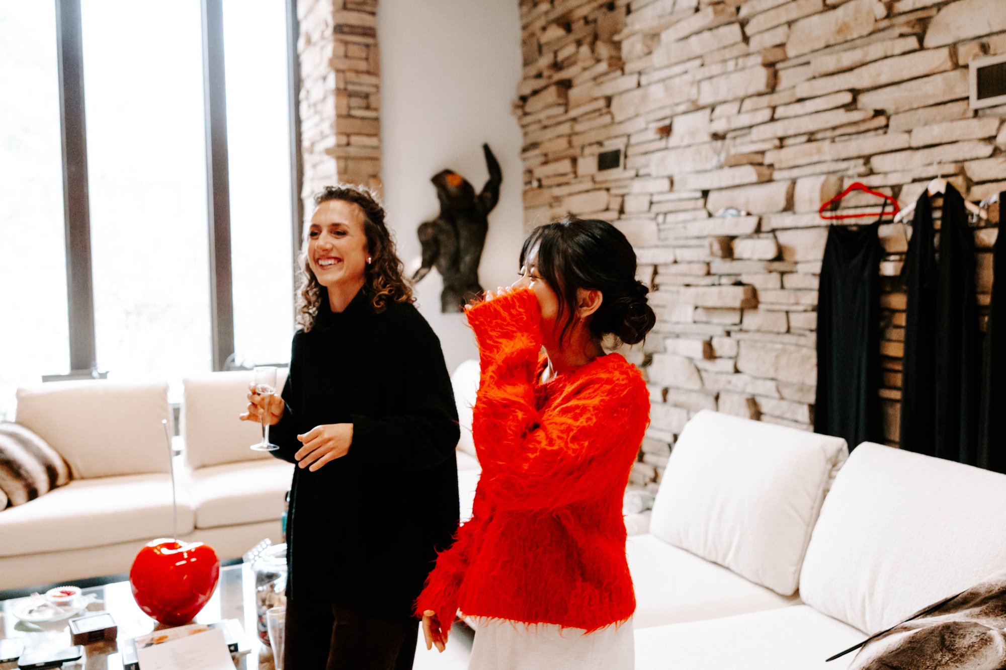 wedding party and bridesmaids getting ready on wedding day