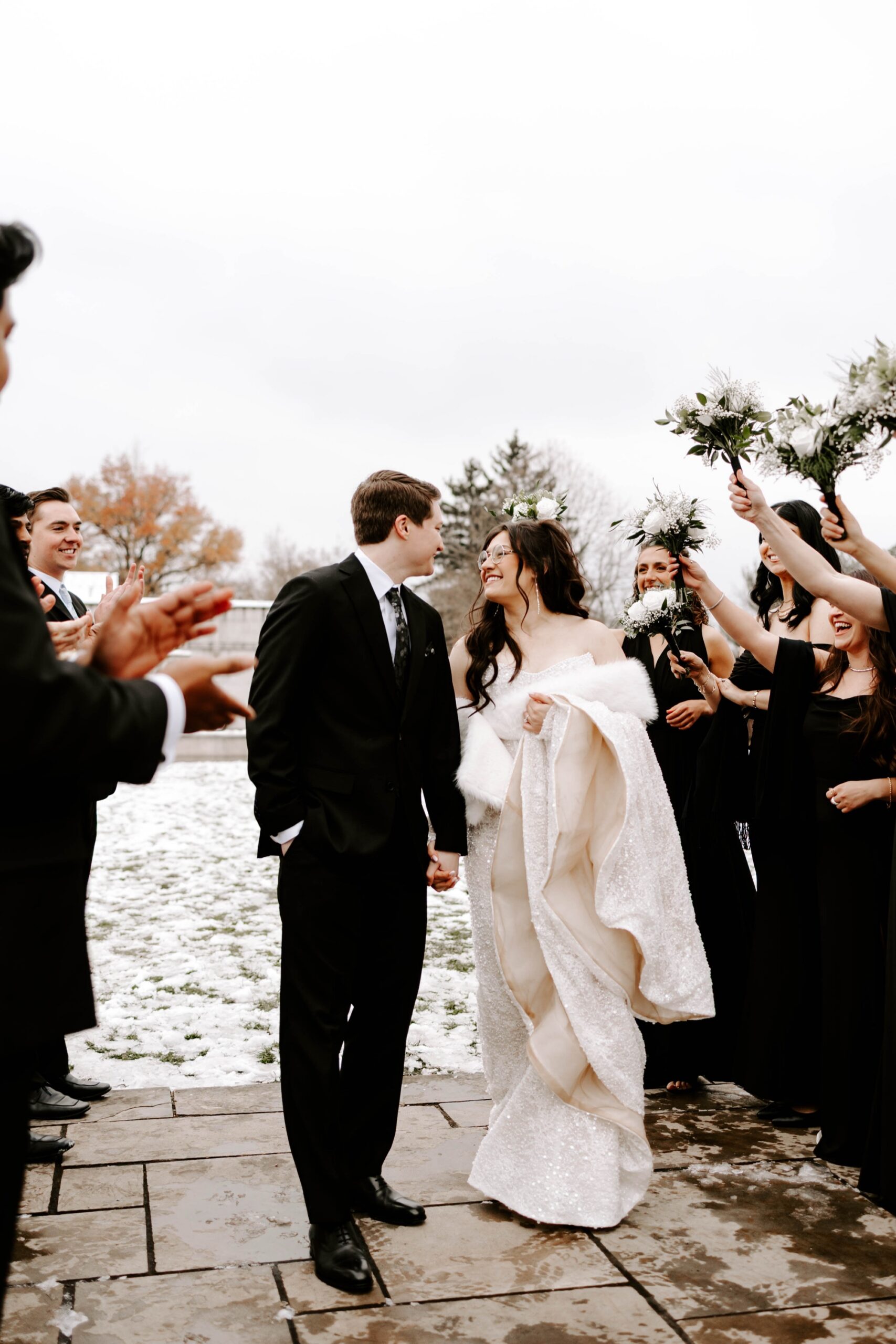 black and white winter wedding style and design