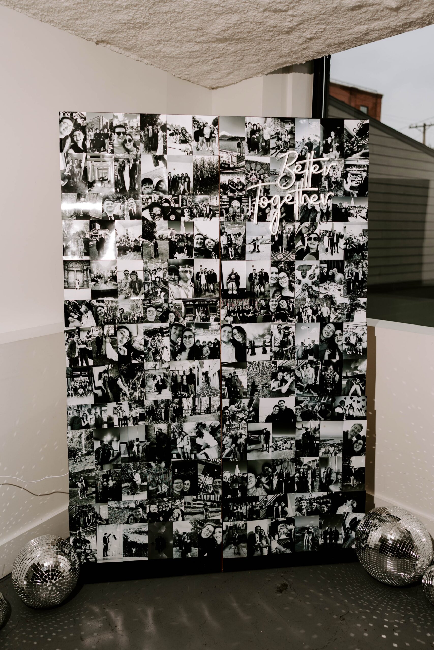 photo collage backdrop for wedding