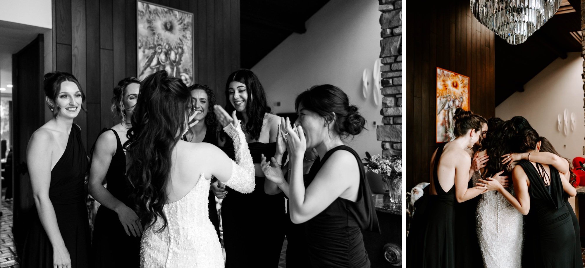 first look with bridesmaids