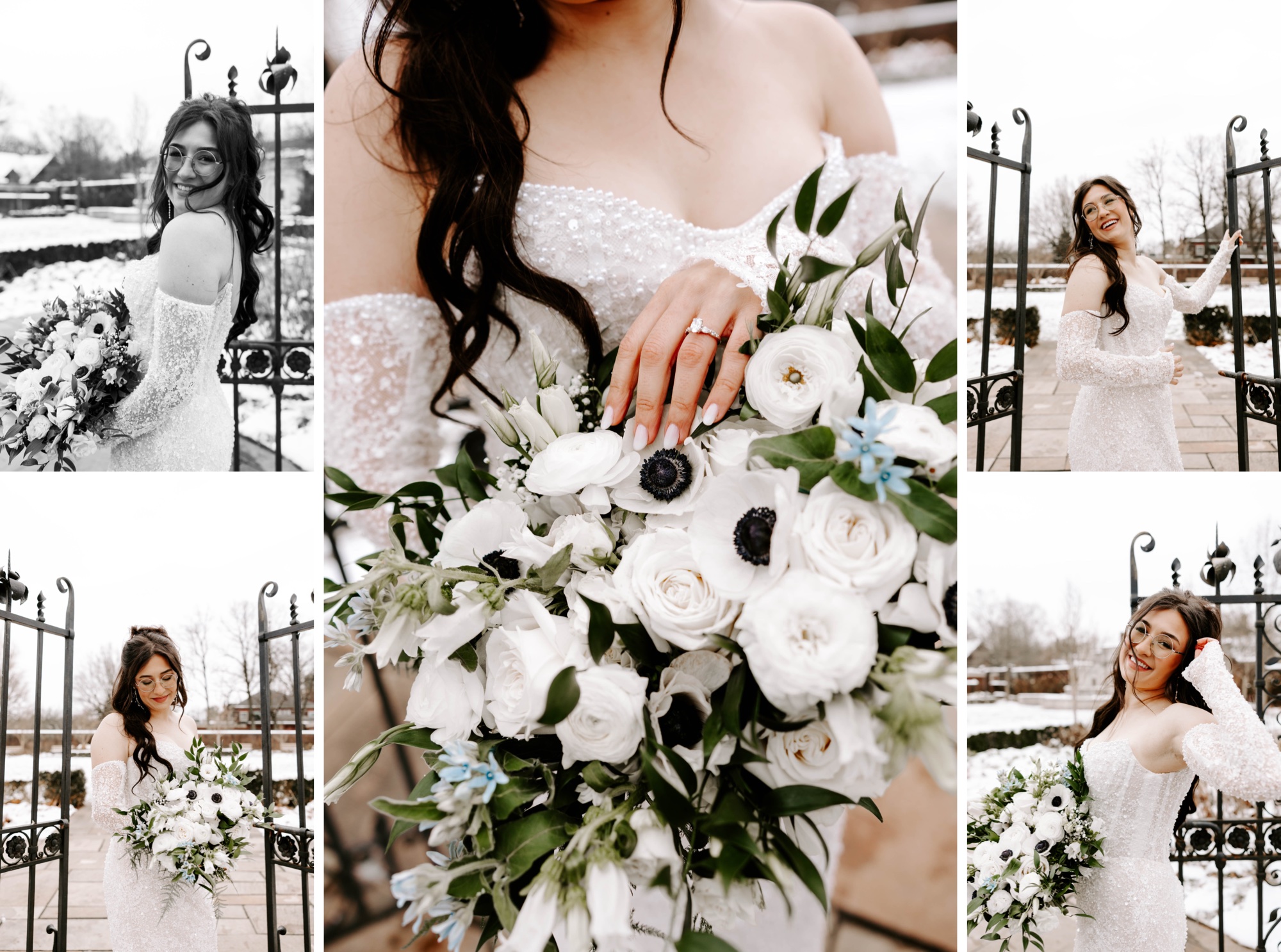 design ideas for winter wedding; wedding gown with detatchable sleeves