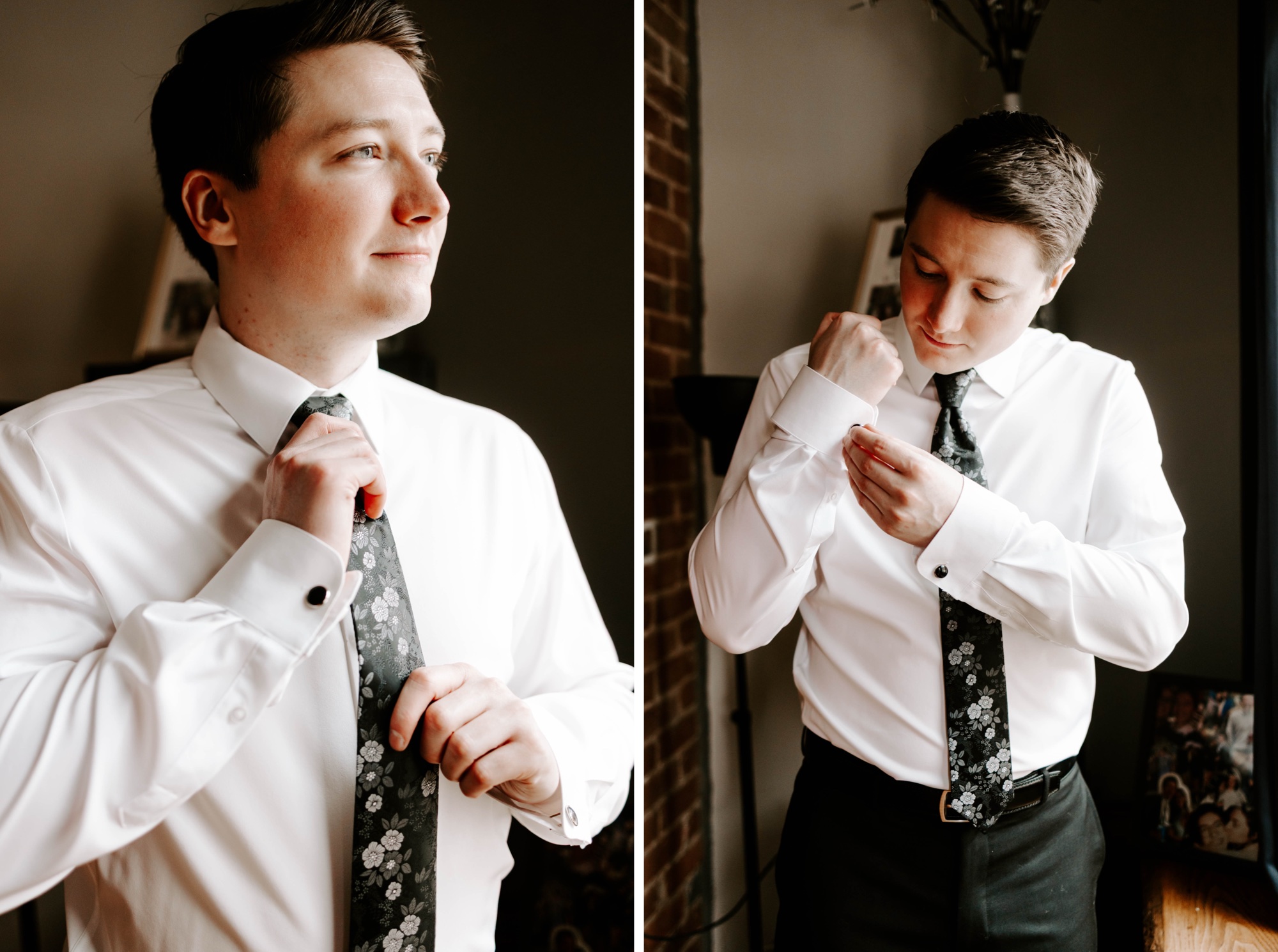 groom getting ready on wedding day
