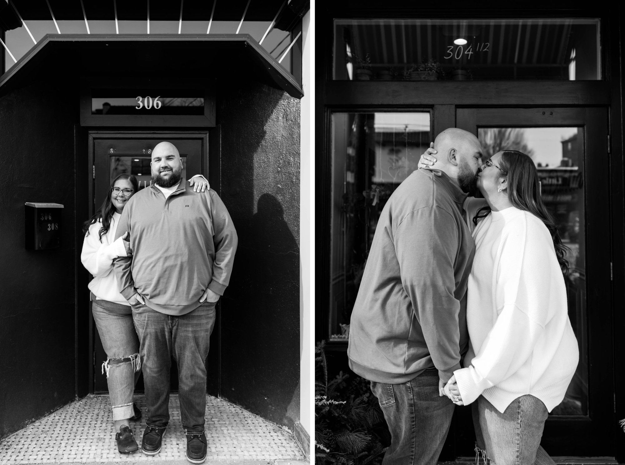 Iovino's Neighborhood Brasserie pittsburgh storefront engagement photos