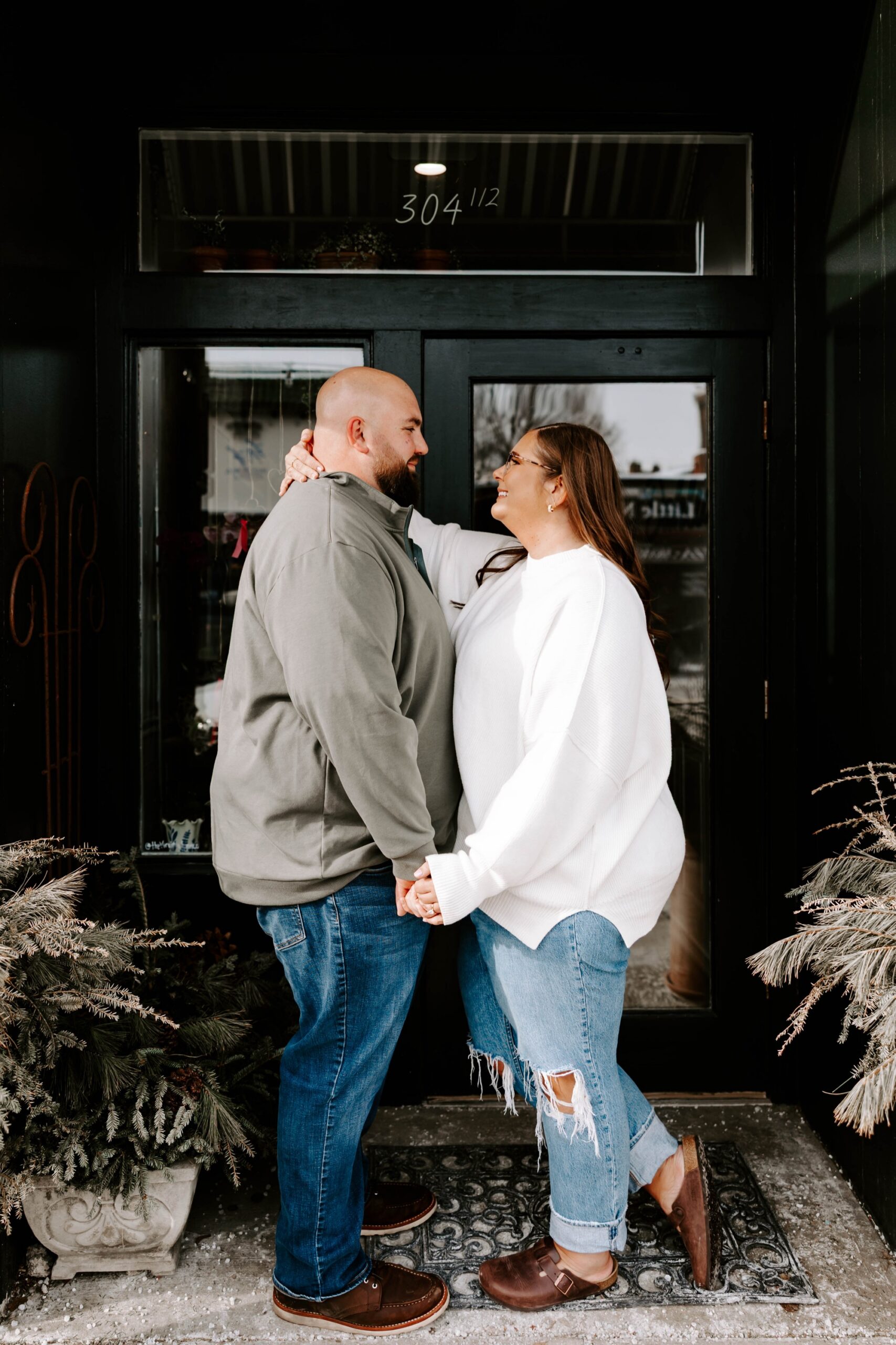 Iovino's Neighborhood Brasserie pittsburgh storefront engagement photos