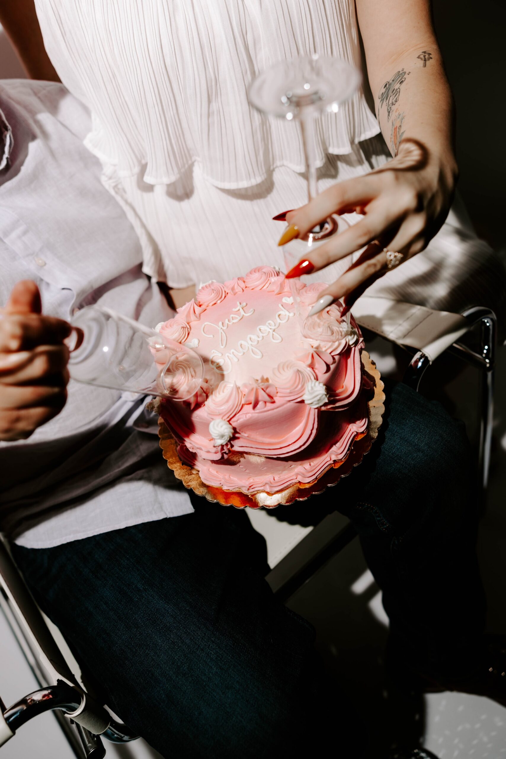 Just Engaged Studio Engagement Photos; retro nail colors; retro nail designs