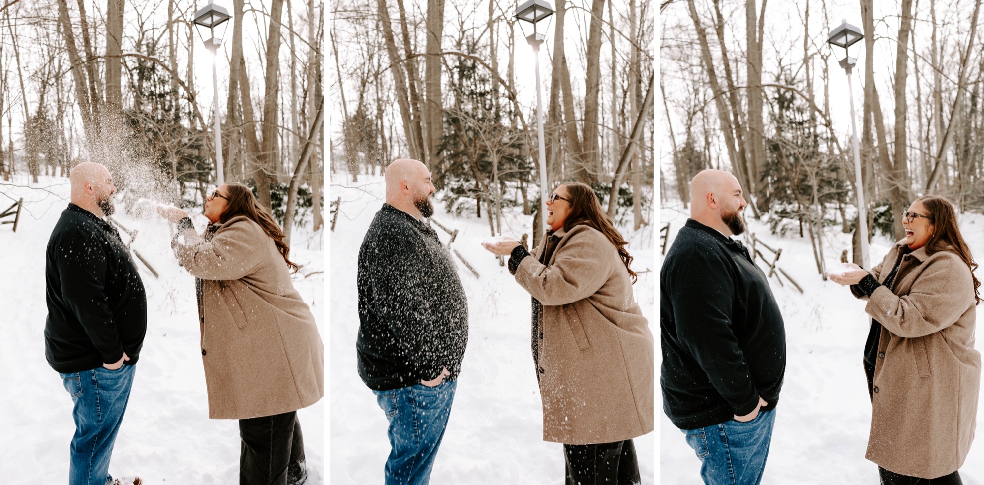cute snowball engagement photos