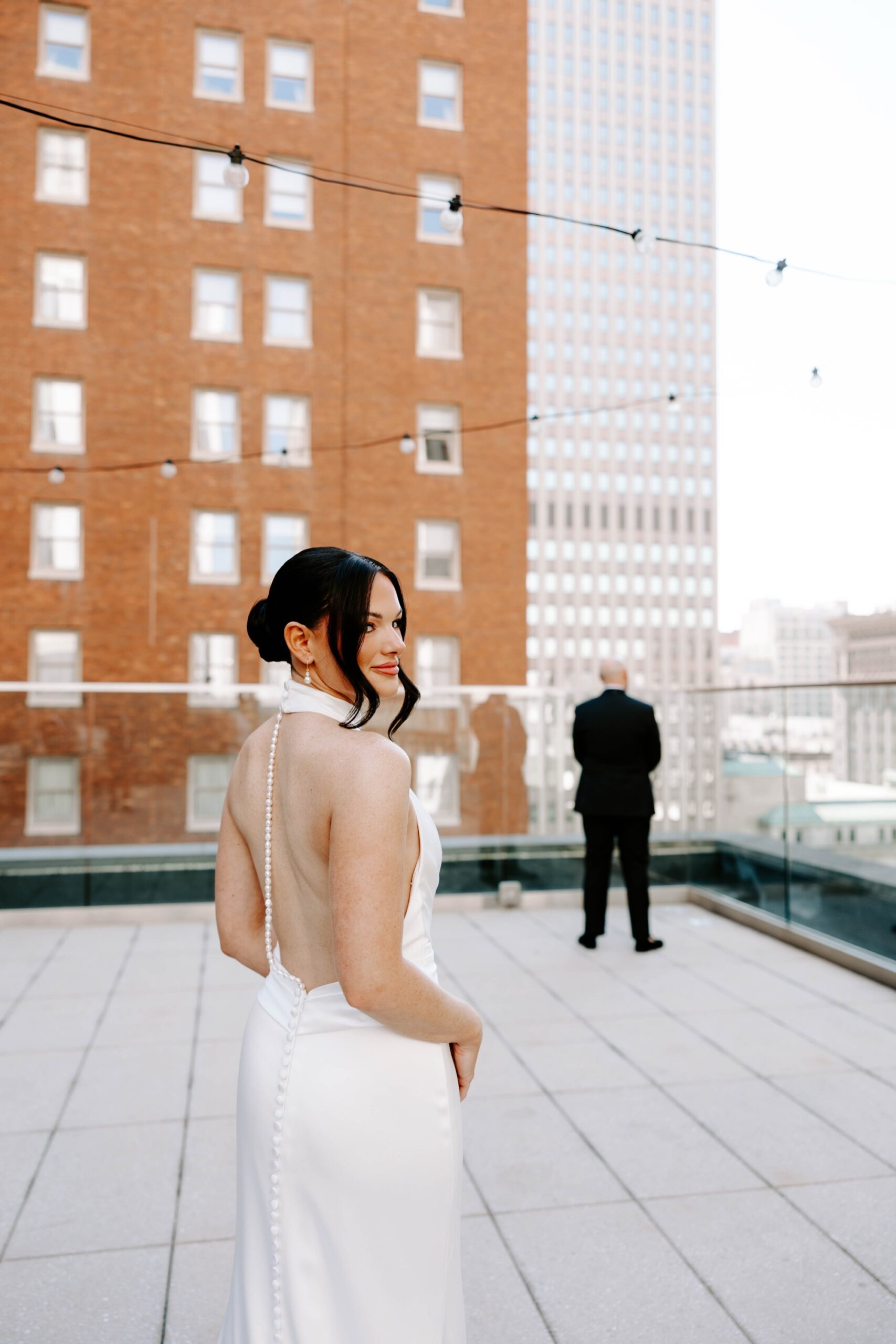 Kimpton Hotel Monaco Pittsburgh rooftop wedding portraits