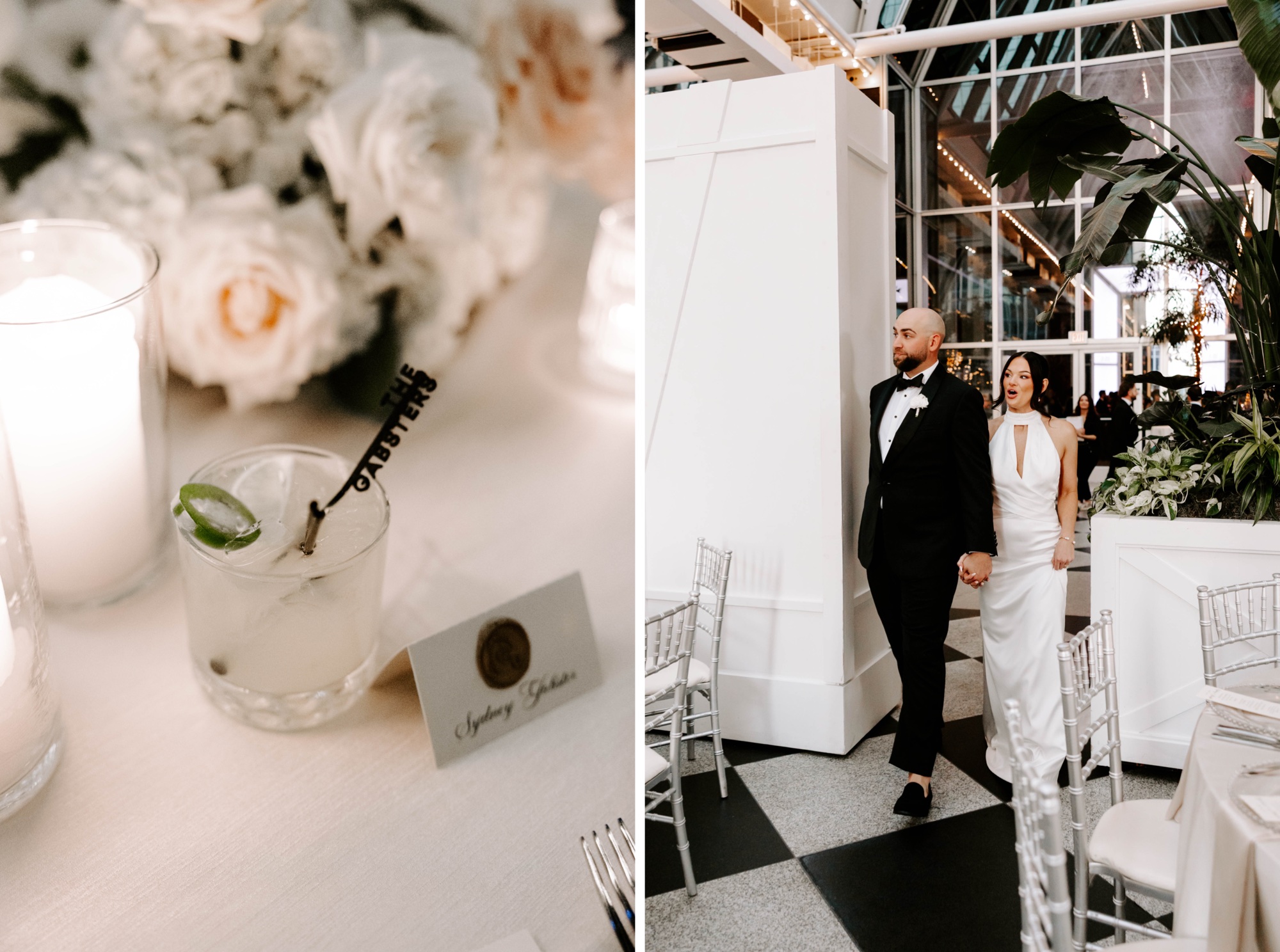 minimalist elegant candlelit wedding reception at The Wintergarden at PPG Place