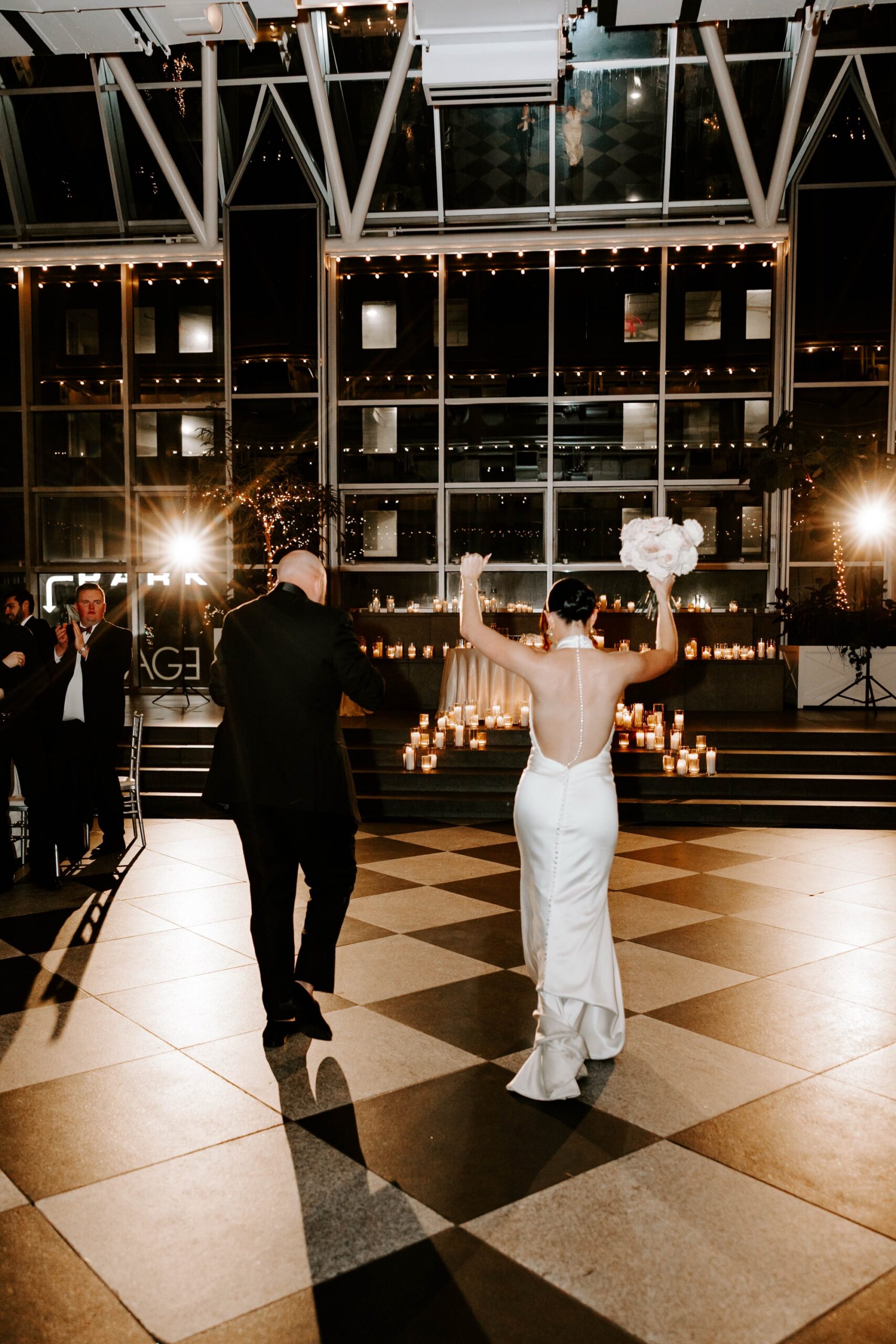 minimalist elegant candlelit wedding reception at The Wintergarden at PPG Place