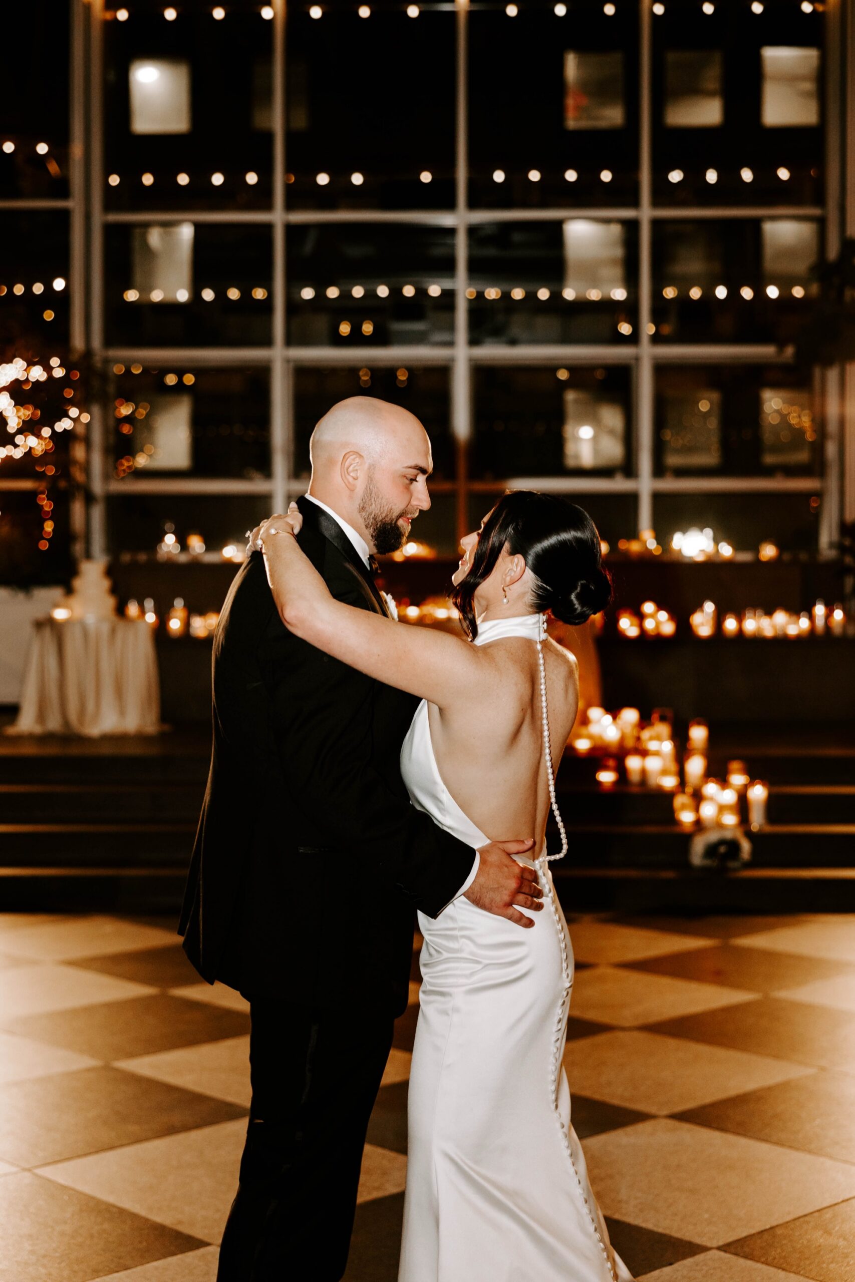 dancefloor and decor for wedding reception at The Wintergarden at PPG Place Pittsburgh