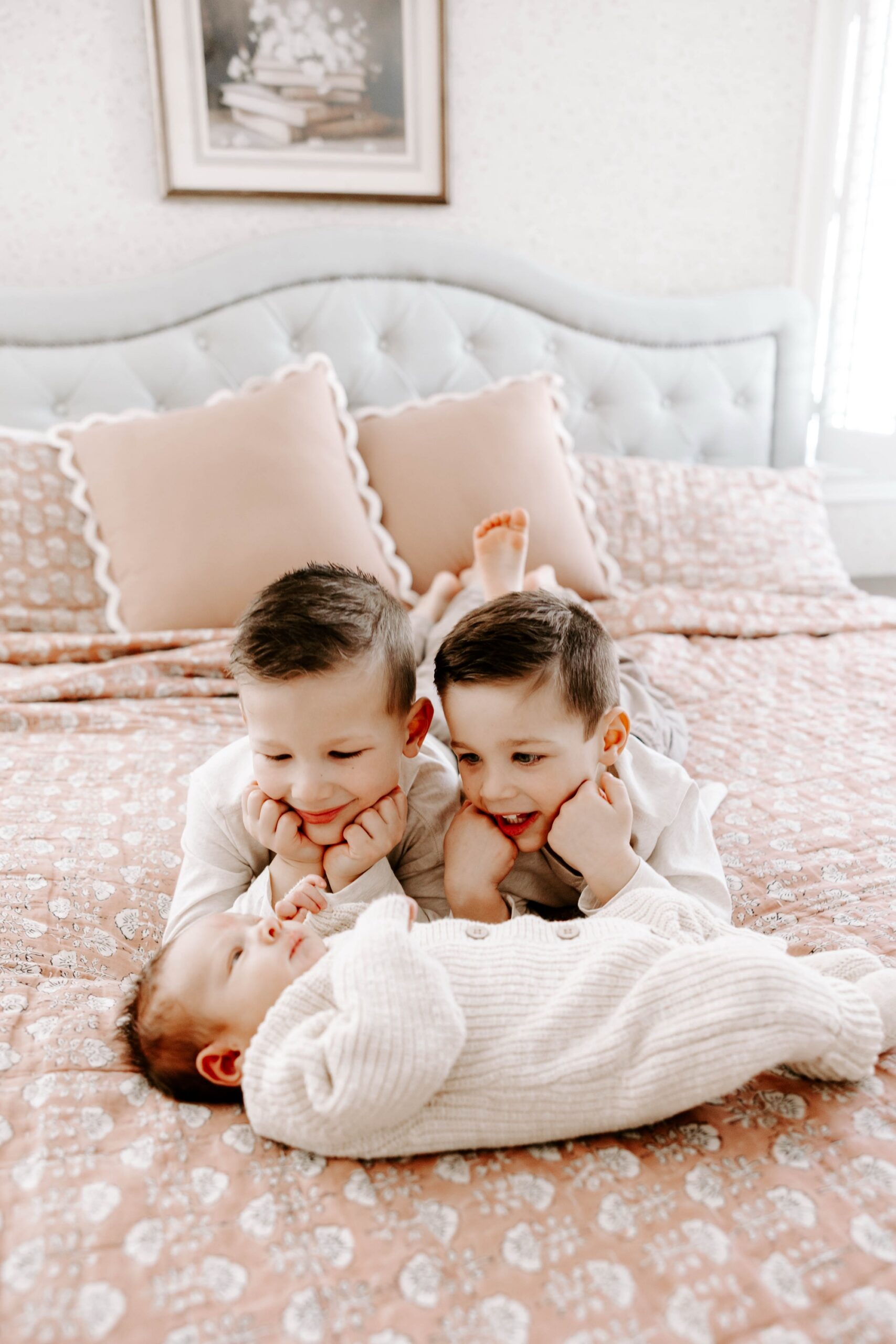 Pittsburgh lifestyle in-home newborn session with siblings