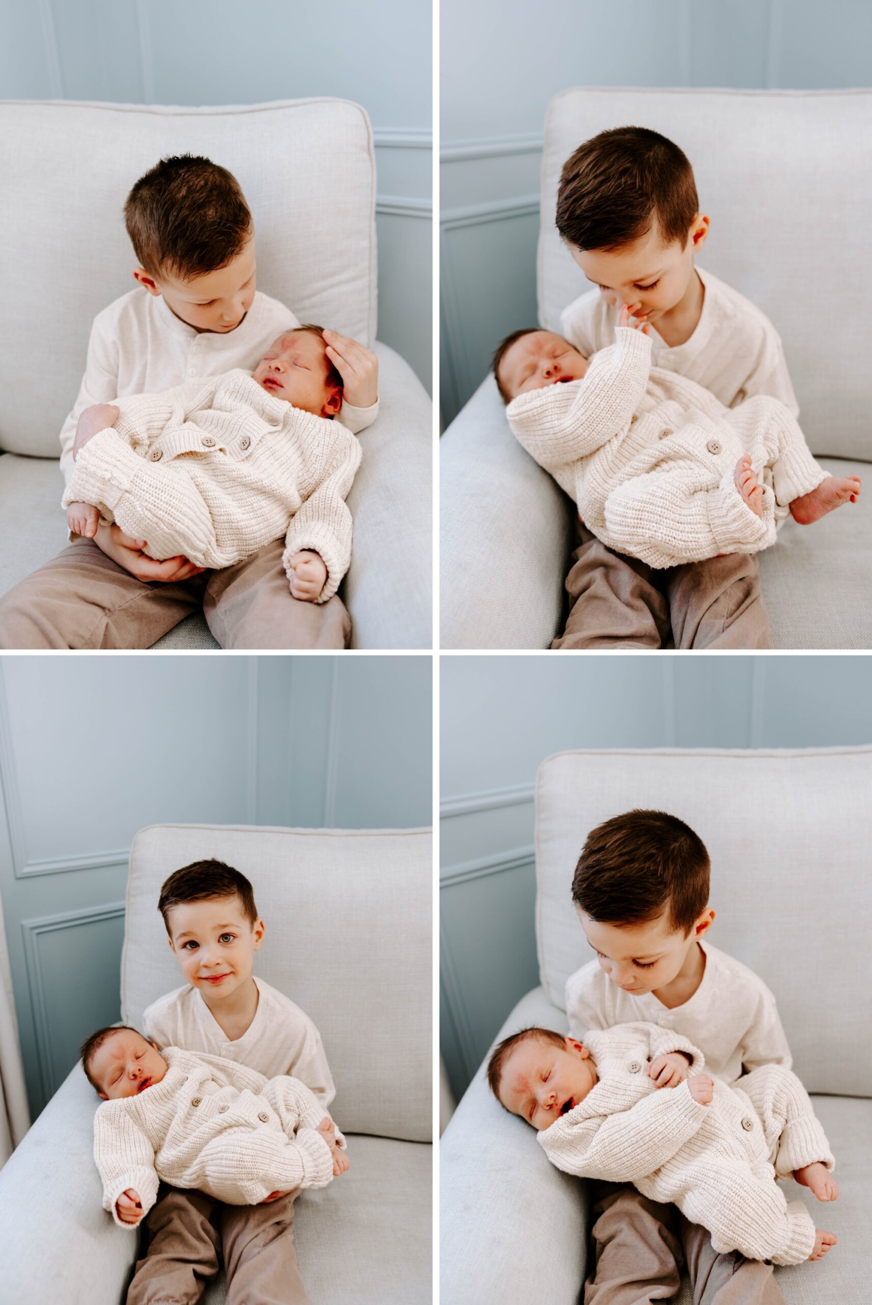 Rachel Wehan Pittsburgh newborn and family photographer; big brother with newborn baby