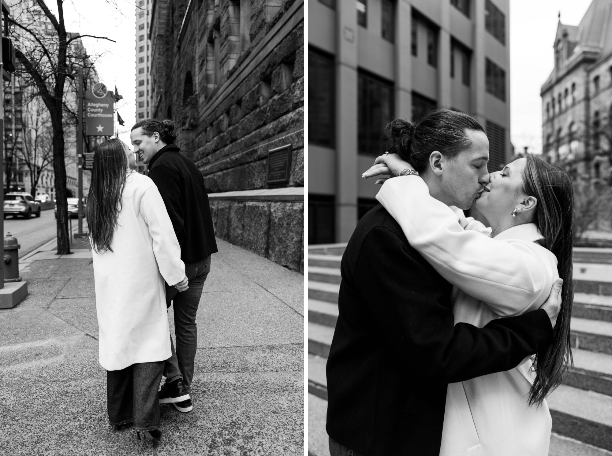 cute and romantic downtown engagement session