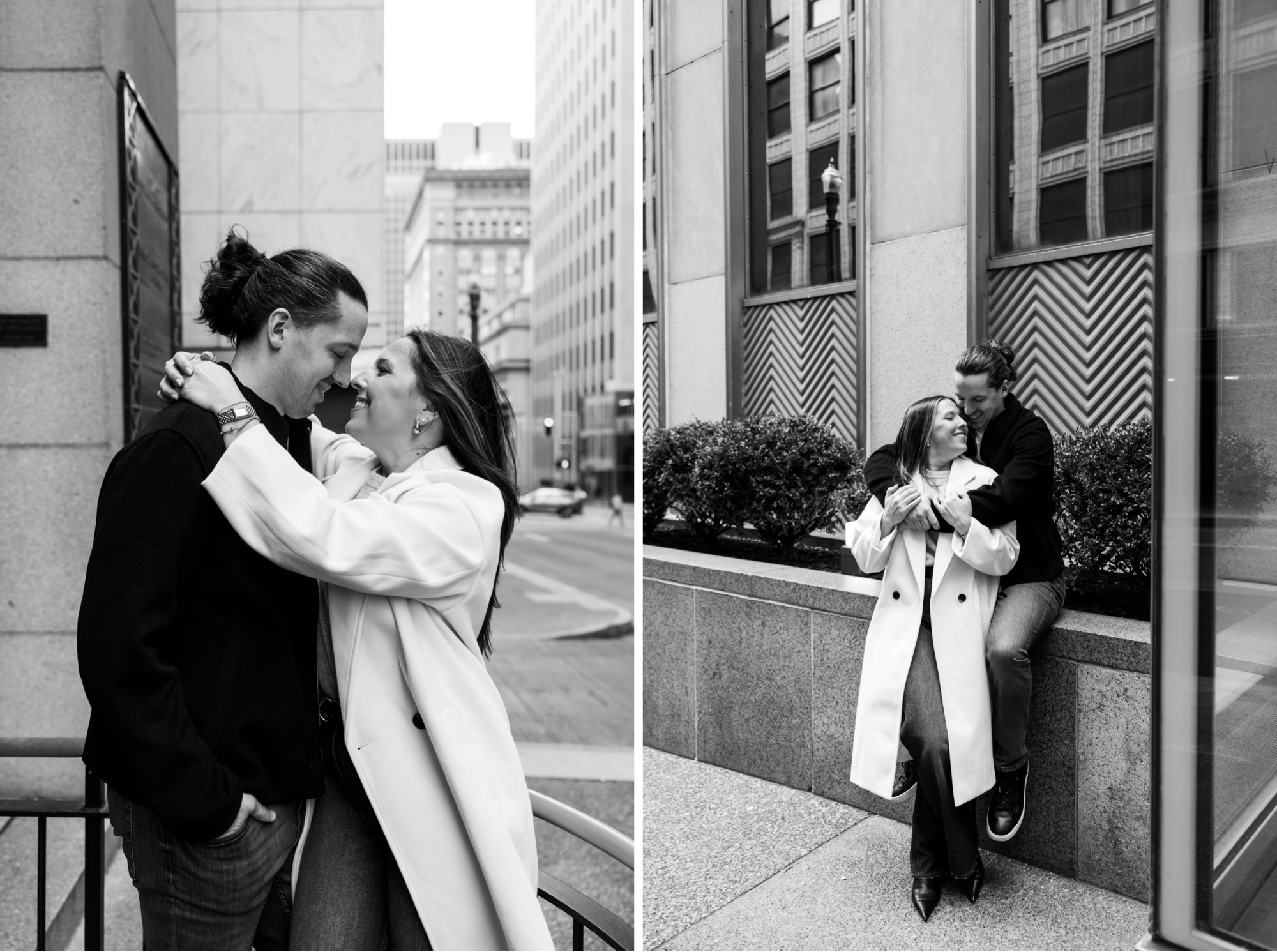 fun and flirty downtown engagement session